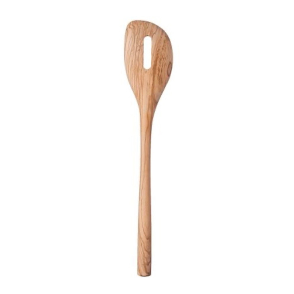 TOVOLO Olive Wood Slotted Spoon, 12"