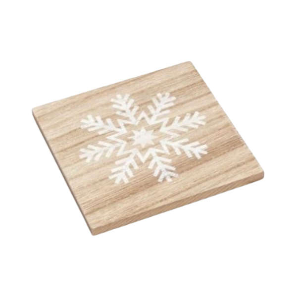 Wooden Coaster with Snowflake