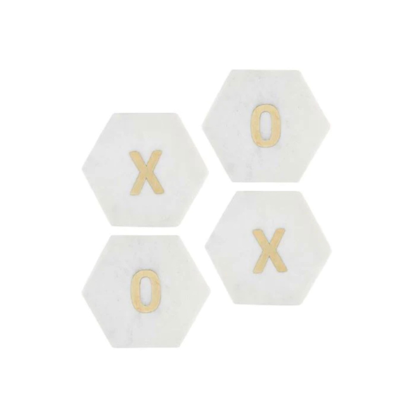 XOXO Marble Coasters with Inlay, Set of 4