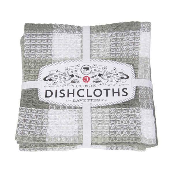 Cotton Check Dishcloths, Set of 3