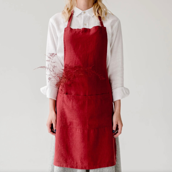 Linen Daily Apron, Red Pear