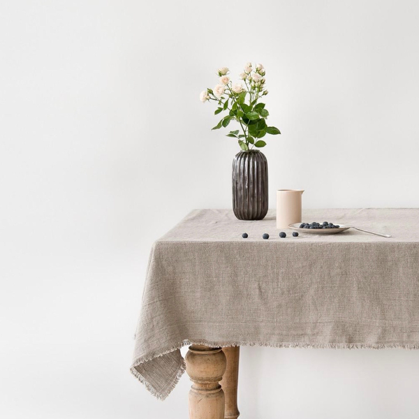 Linen Fringed Tablecloth, Natural