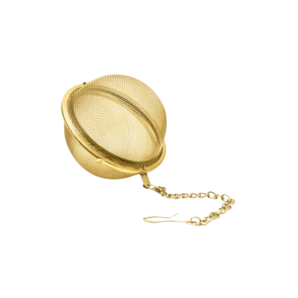 Stainless Steel Tea Ball w/Gold Finish