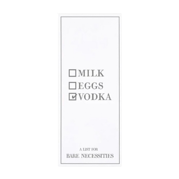 Milk Eggs Vodka List Pad — Yes Chef