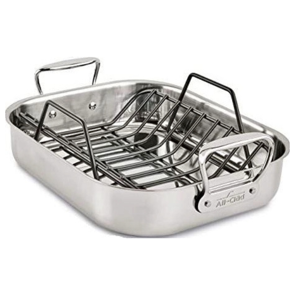ALL-CLAD Roasting Pan with Rack, 13" x 16" x 3"