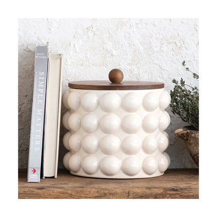 Stoneware Canister w/Raised Dots