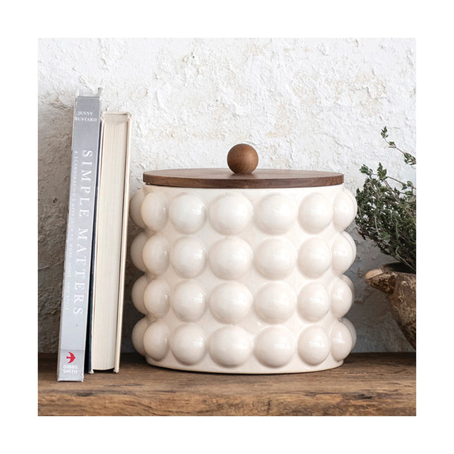 Stoneware Canister w/Raised Dots