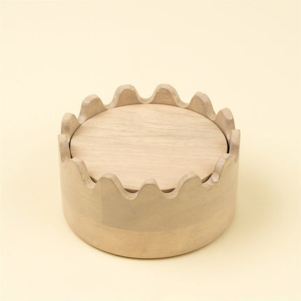 Wooden Coasters with Stand - Set of 6