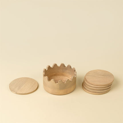 Wooden Coasters with Stand - Set of 6