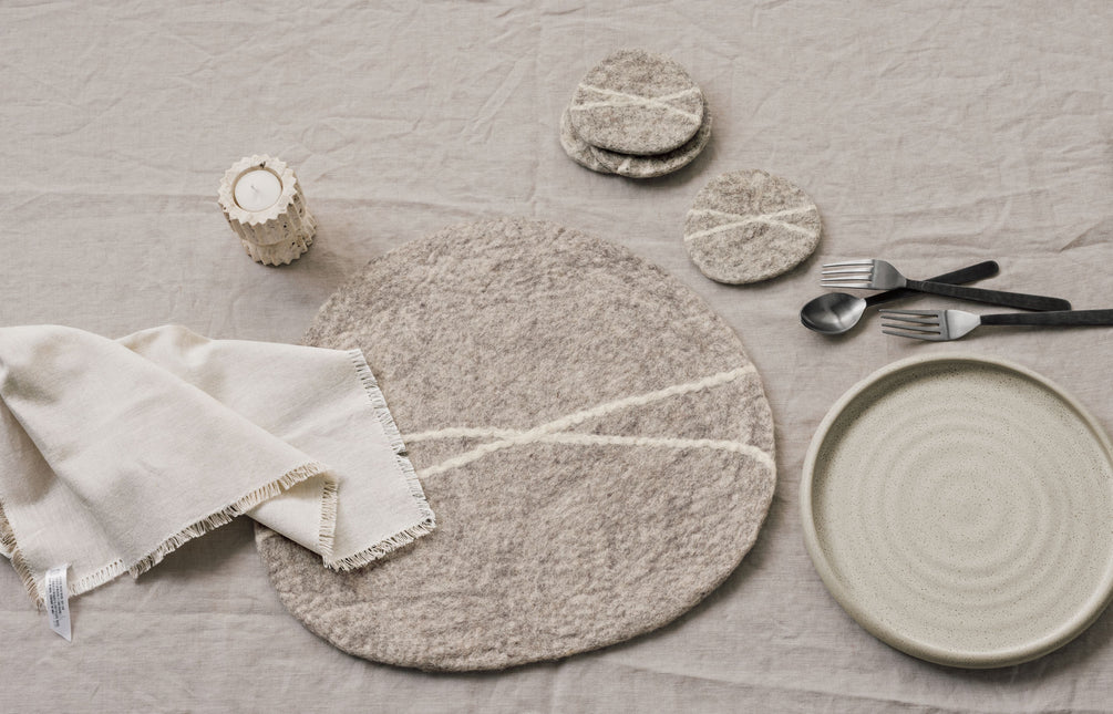 Striato Felt Wool Coasters, Set of 4