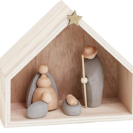 Wood and Cement Nativity