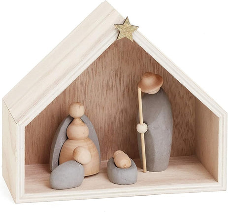 Wood and Cement Nativity