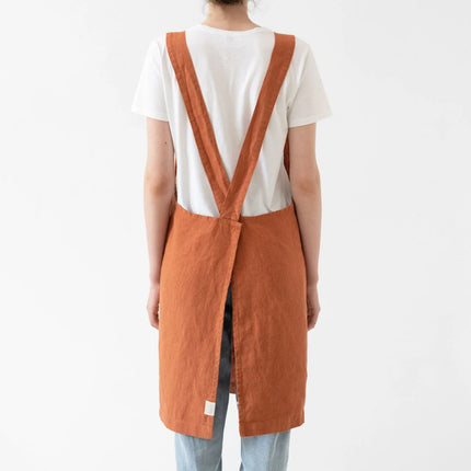 Linen Crossback Apron, Clay