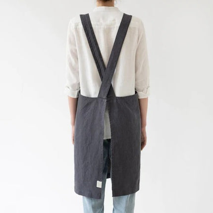 Linen Crossback Apron, Dark Grey