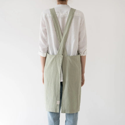Linen Crossback Apron, Sage