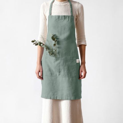 Linen Daily Apron, Green Mileau