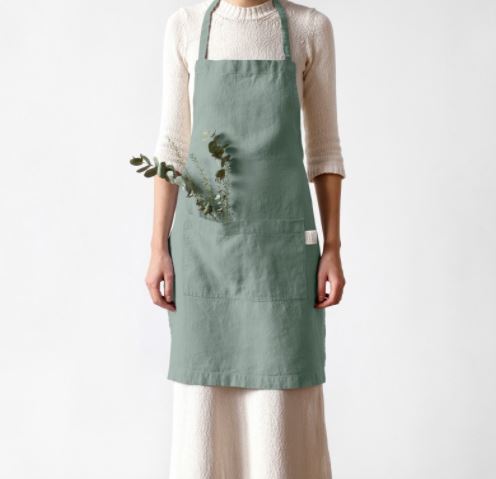 Linen Daily Apron, Green Mileau