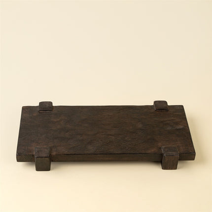 Drift Pedestal Tray, Dark Stain