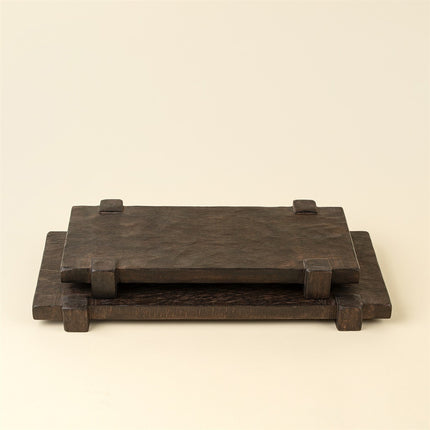 Drift Pedestal Tray, Dark Stain