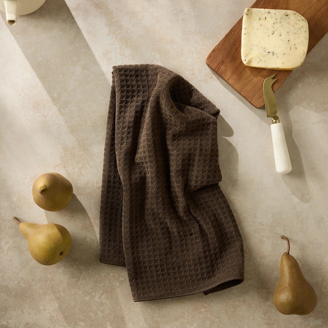 GEOMETRY Waffle Weave Truffle Tea Towel