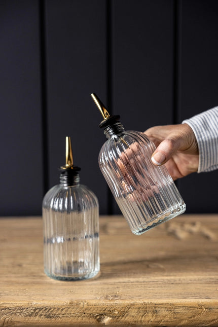 Fluted Glass Oil/Vinegar Bottle, 16oz