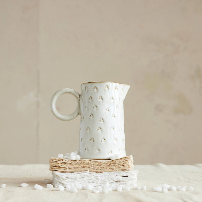 Stoneware Pitcher with Gold Accents