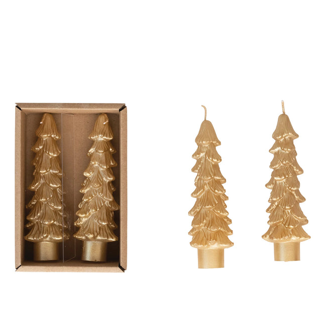 Gold Tree Candles, Set of 2