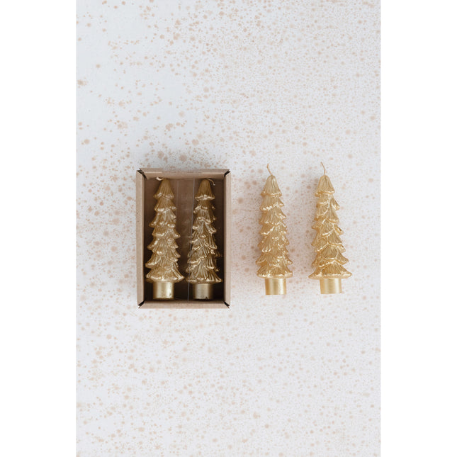 Gold Tree Candles, Set of 2