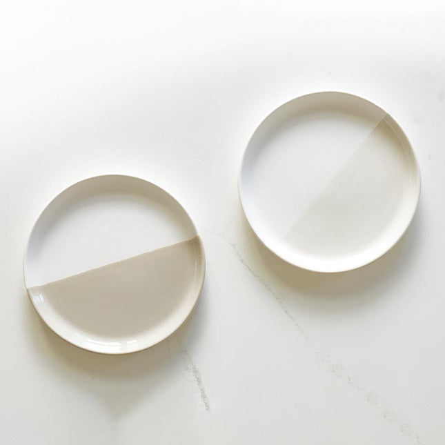 Grey-Dipped Ceramic Plate, 6"