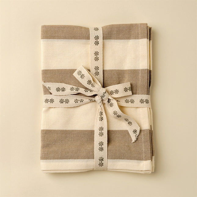 Hampton Stripe Tea Towels S/2, Stone