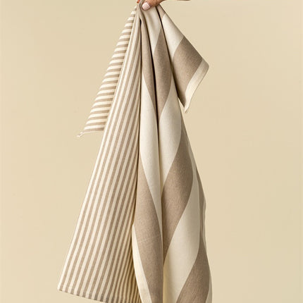 Hampton Stripe Tea Towels S/2, Stone