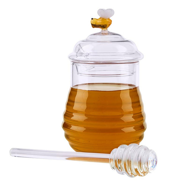 Glass Bee Honey Jar w/Dipper