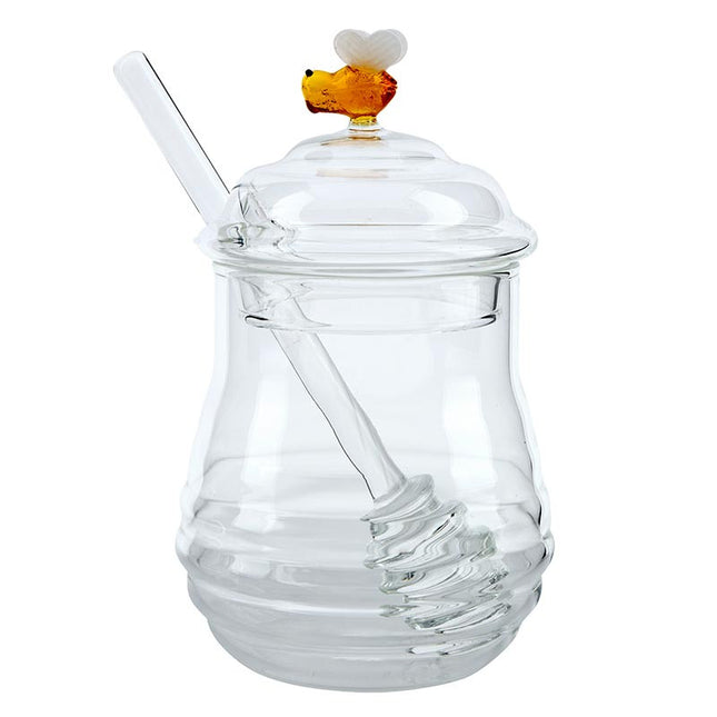 Glass Bee Honey Jar w/Dipper