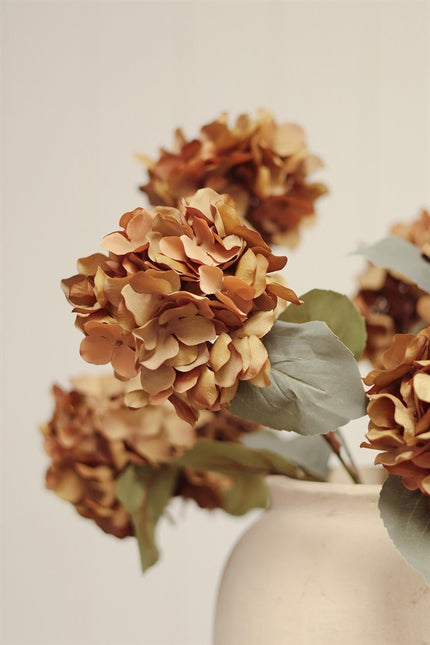 Faux Hydrangea Spray, Burnt Orange