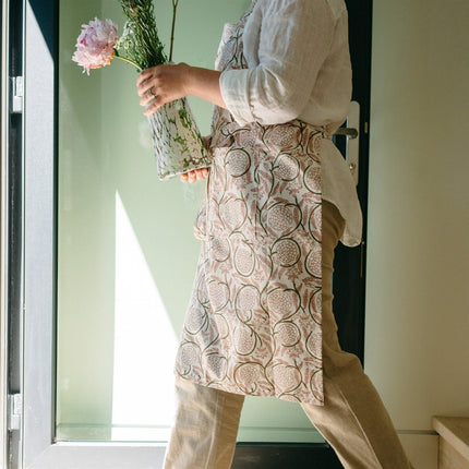 Jasmine Block Print Cotton Apron