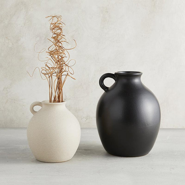 Large Matte Black Kettle Vase