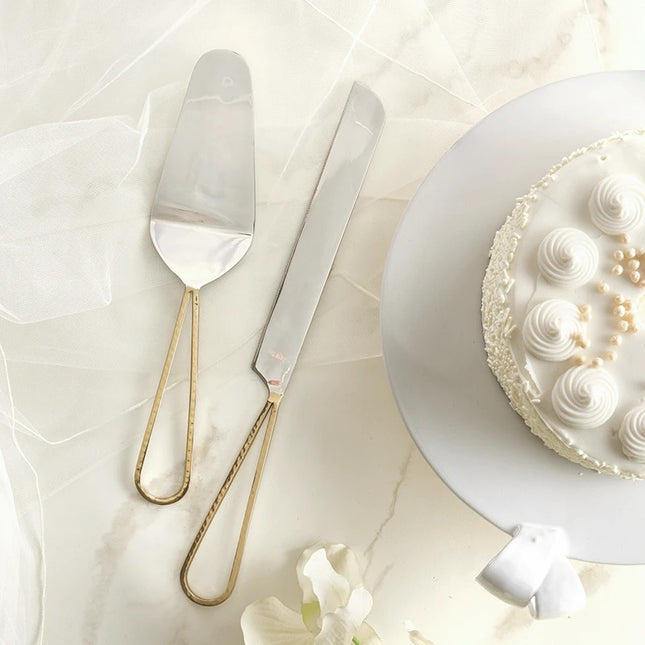 Gold Loop Wedding Cake Serving Set