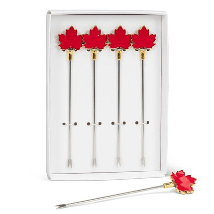 Maple Leaf Cocktail Picks, Set of 4