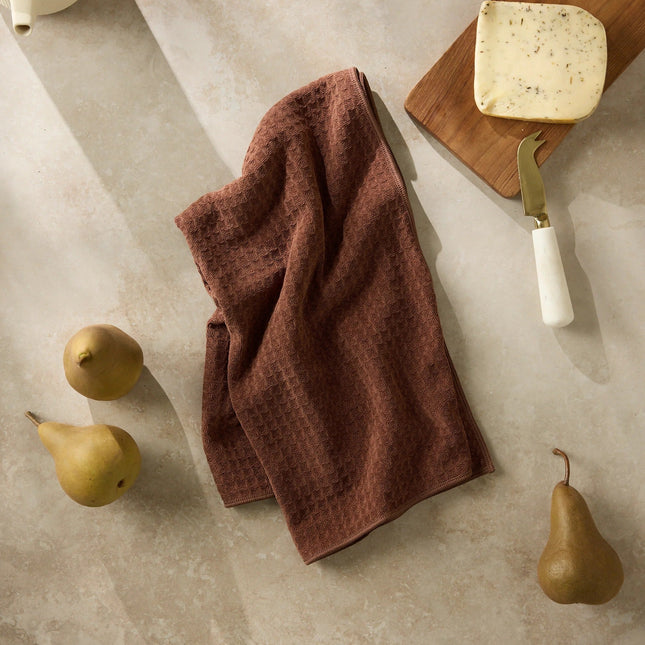 GEOMETRY Waffle Weave Truffle Tea Towel
