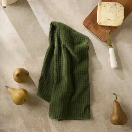 GEOMETRY Waffle Weave Truffle Tea Towel