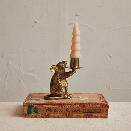 Cast Aluminum Mouse Candleholder