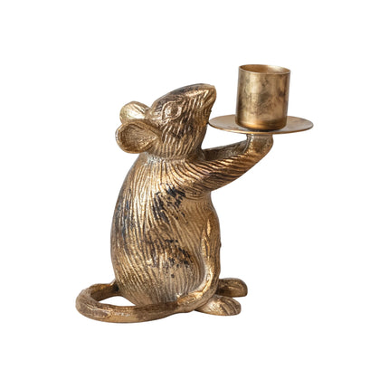 Cast Aluminum Mouse Candleholder