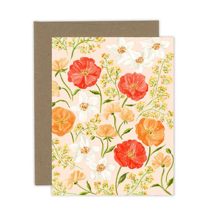 ALMEIDA ILLUSTRATIONS Orange Blooms Blank Card