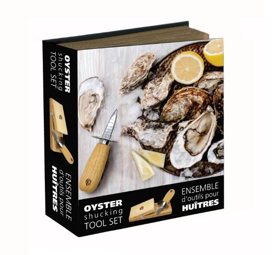 Oyster Shucking Set, Wood and Stainless