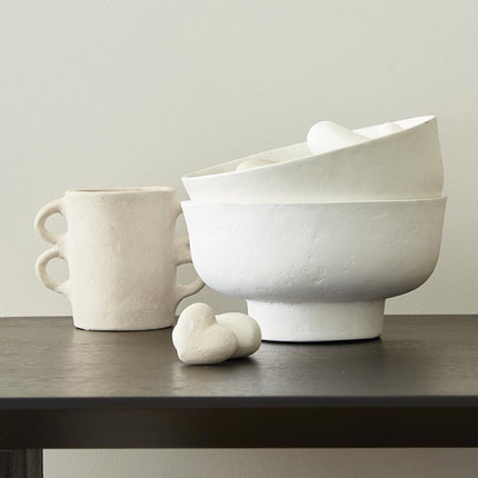 White Paper Mache Bowl
