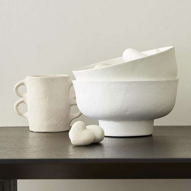 White Paper Mache Bowl