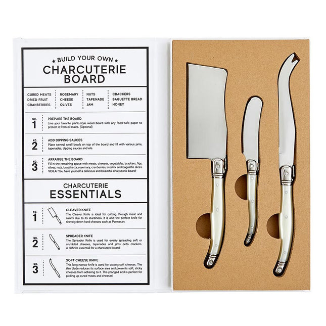 Faux Pearl Handled Charcuterie Knife Set, 3 Piece