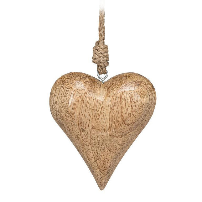 Mango Wood Puffy Heart Ornament