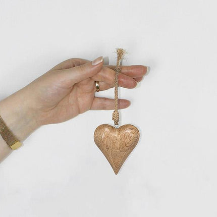 Mango Wood Puffy Heart Ornament