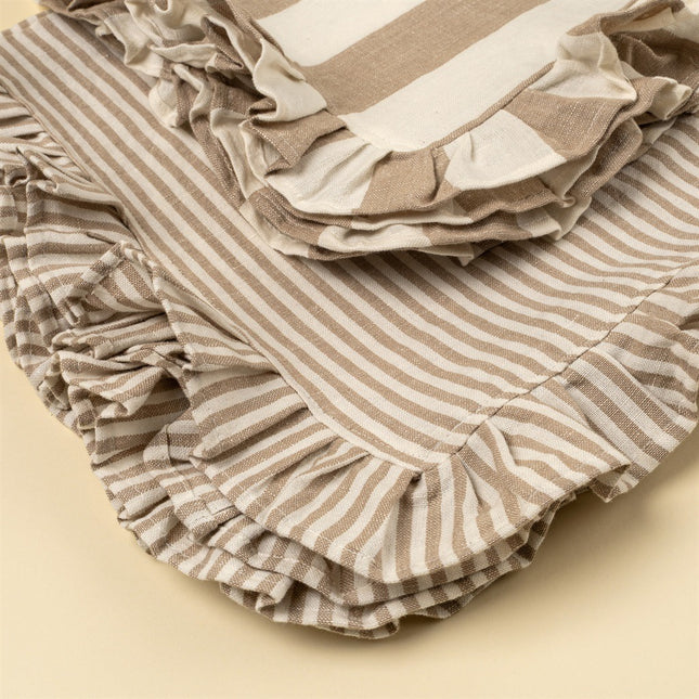 Ruffle Stripe Tea Towels, Beige